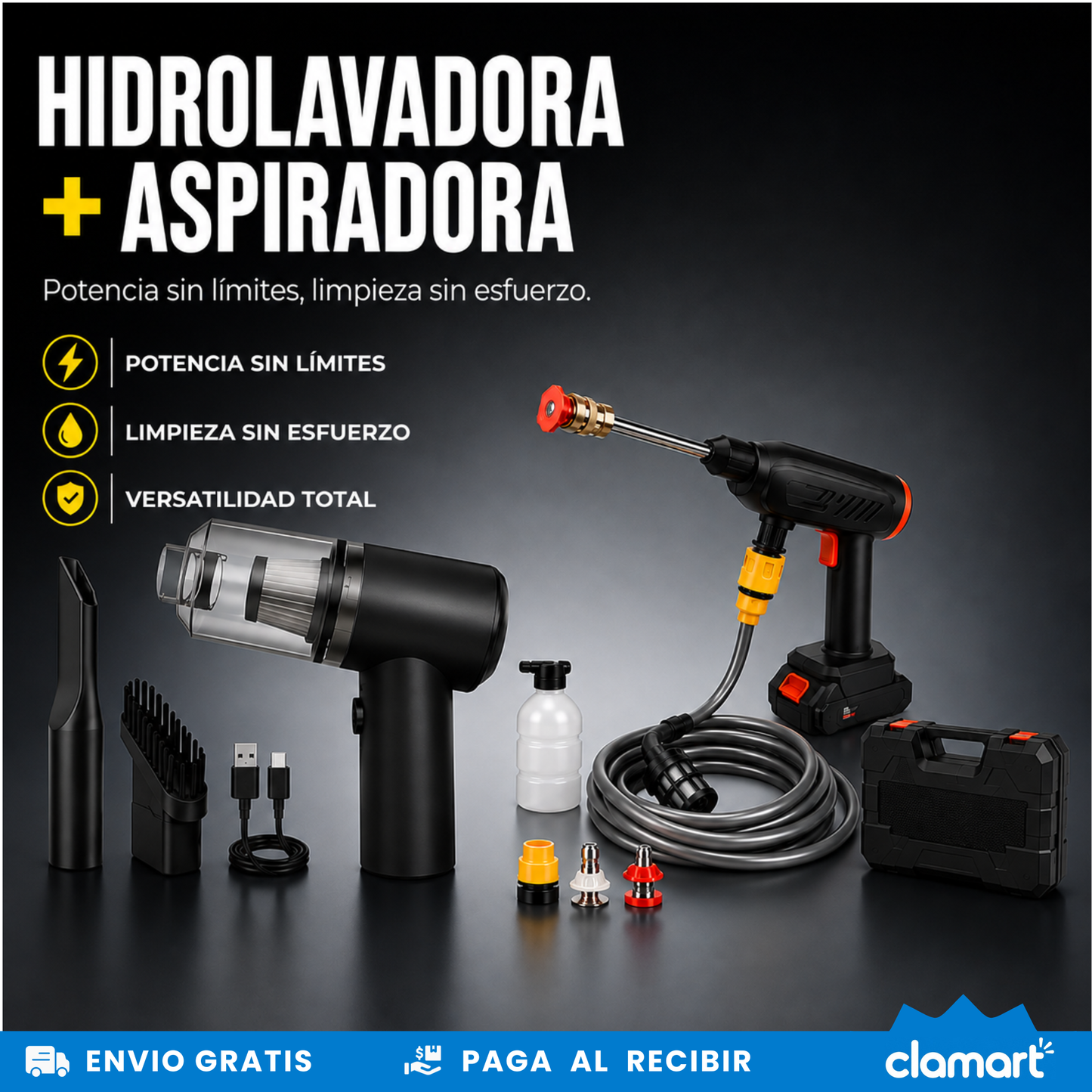 Combo Hidrolavadora + Aspiradora Inalámbrica