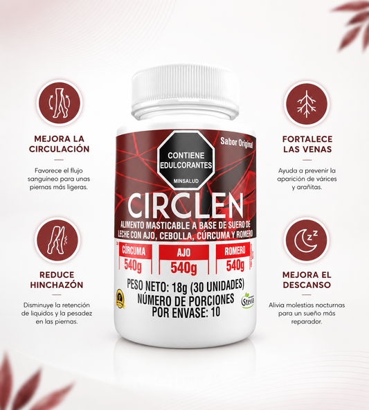 Circlen® Tratamiento Masticable para Piernas cansadas e Hinchadas (30 Tabletas)